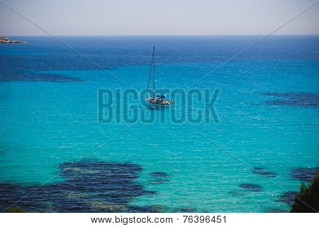 Blue sea with ship