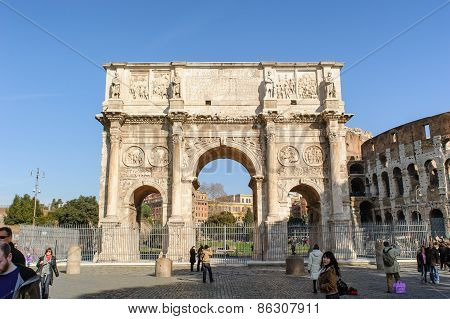 Rome, Italy - January 21, 2010: Arch Of Constantine