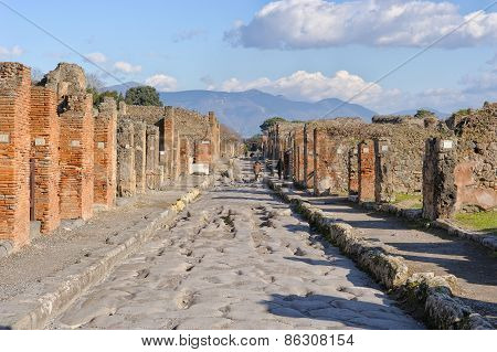 Naples, Italy - January 19, 2010: Street Of Pompeii