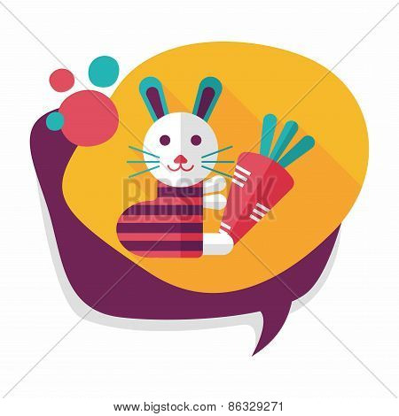 Rabbit With Carrot Flat Icon With Long Shadow,eps 10