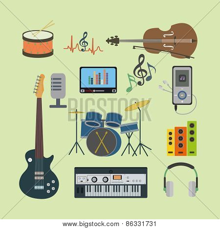 Flat icons music set