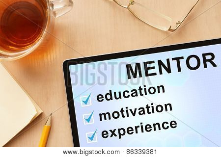 Tablet with word mentor.