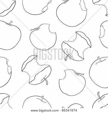 Delightful Garden - Seamless Pattern Of A Lot Of Bitten Apple