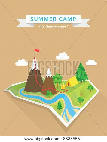 Tourism concept polygonal vector map