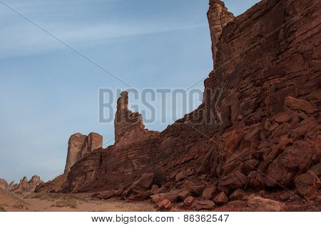 Rock Formations Near Al-ula In The Deserts Of Saudi Arabia