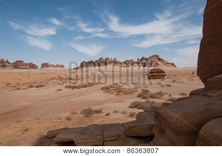 Rock Formations Near Al-ula In The Deserts Of Saudi Arabia