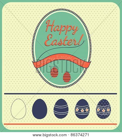 Happy Easter Cards Illustration With Easter Eggs