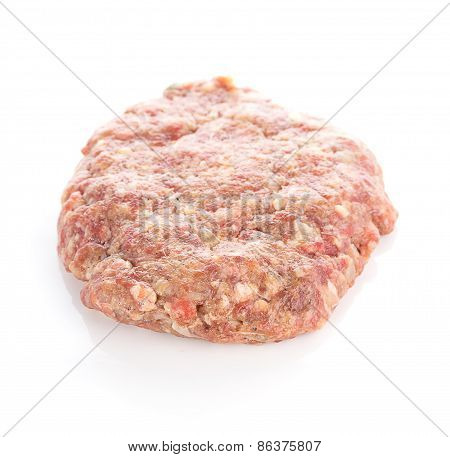Fresh Raw Burger Cutlets Isolated On White Background