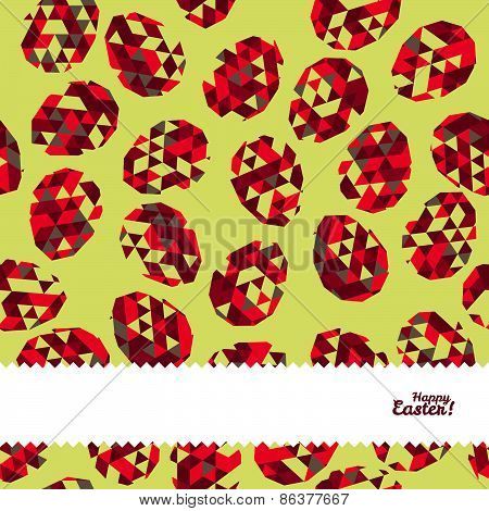 'Happy Easter!' card. Easter eggs with Low Polygonal Background