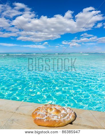 Majorca Es Trenc ses Arenes beach in Campos Balearic Ensaimada photo mount