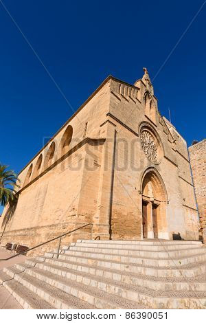 Alcudia Old Town Sant Jaume church in Majorca Mallorca Balearic island of Spain