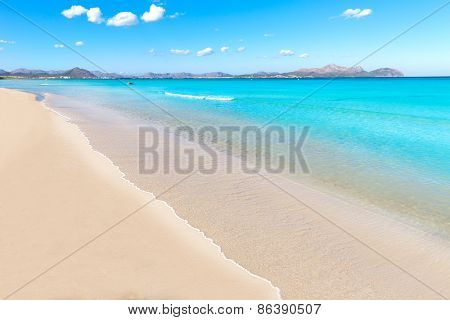 Mallorca Can Picafort beach in alcudia bay at Majorca Balearic islands of Spain