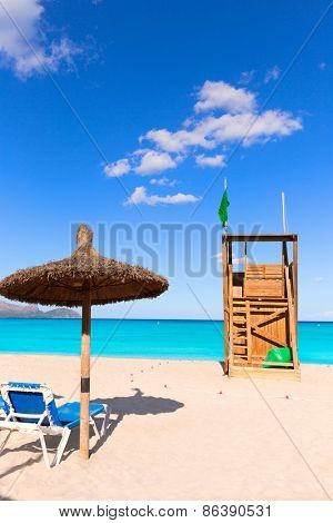 Mallorca Can Picafort beach in alcudia bay at Majorca Balearic islands of Spain