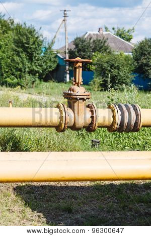 Valve On Gas Pipeline In Village