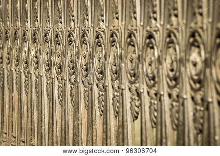 Ancient Fencing From Old Steel Of Bronze Color