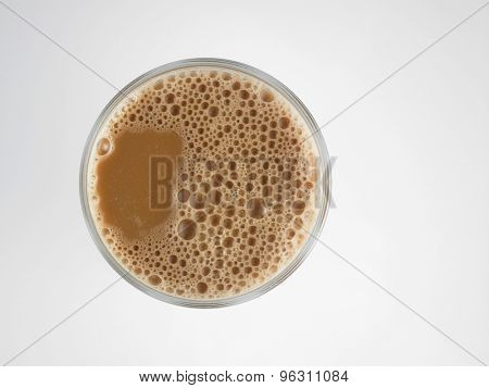 Top view Tea with milk or Teh Tarik in Malaysia