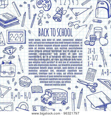 Frame School Tools Sketch Icons Design Illustration.