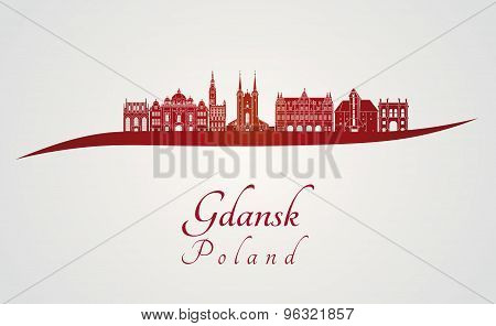 Gdansk Skyline In Red