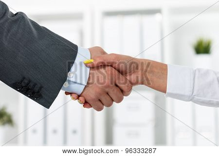 Male And Female Handshake In Office