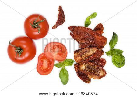 Fresh And Dry Tomatoes.
