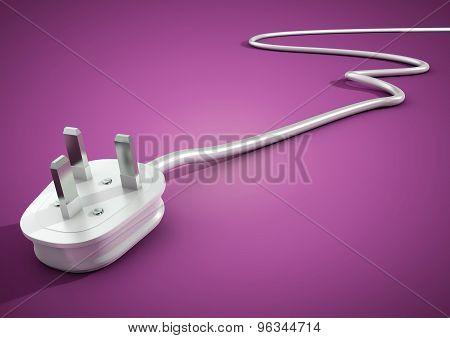 Electrical Plug And Cable Lies Unplugged Isolates On Pink Background