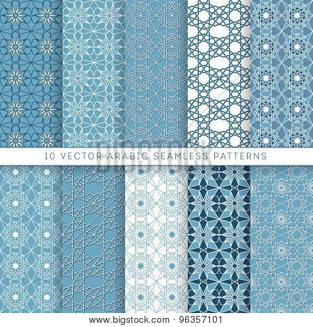 Ten Blue Vector Arabic Pattern