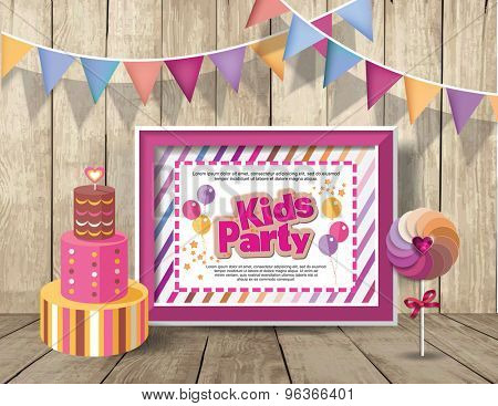   Kids Party design template.  Happy birthday 