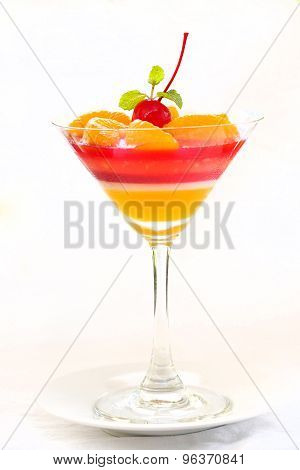 Colorful orange jelly - Fruit jelly in cocktail glass