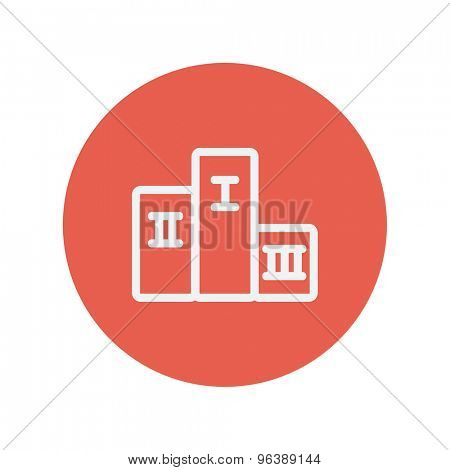 Winners podium thin line icon for web and mobile minimalistic flat design. Vector white icon inside the red circle