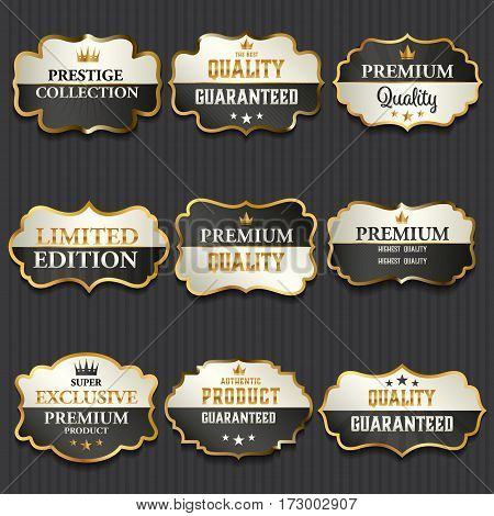 Luxury premium golden labels collection vector illustration