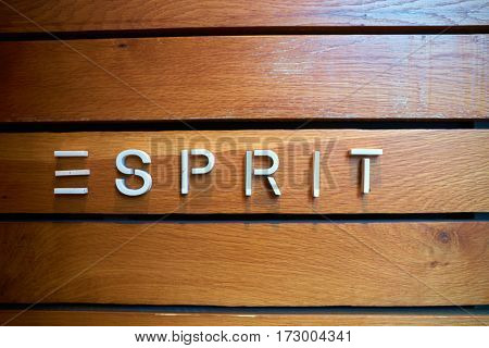 HONG KONG - CIRCA NOVEMBER, 2016: close up shot of Esprit sign.