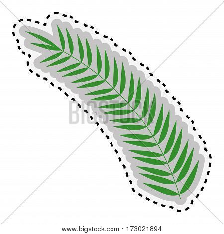 sticker green leaf Silhouette with ramifications vector illustration