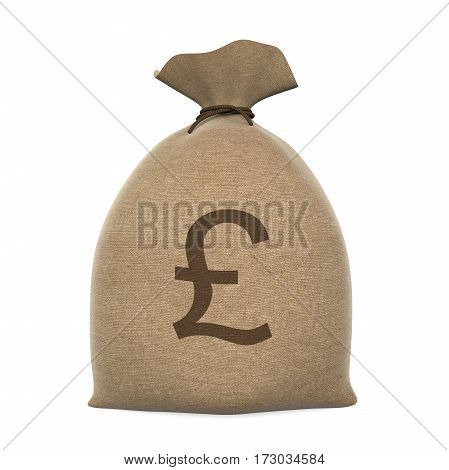 Sack Money Pound isolated on white background. 3D render