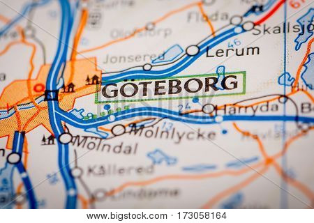 Goteborg City On A Road Map