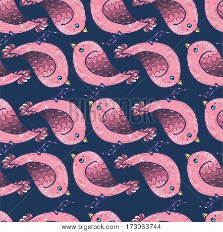 Background with cartoon birds graphics vector illustration