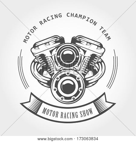Motorcycle engine - chopper motor bike show emblem