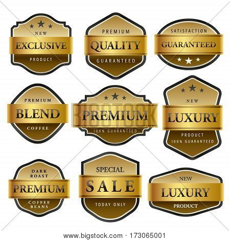 Luxury premium golden labels collection vector illustration