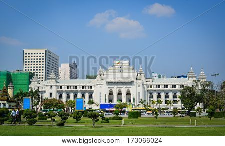 City Hall Building In Yangon, Myanmar.