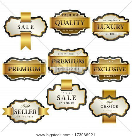 Luxury premium golden labels collection vector illustration