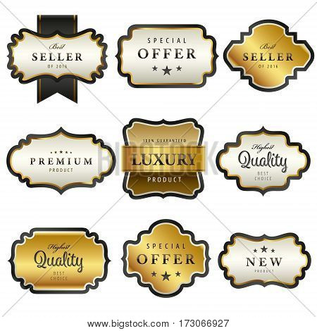 Luxury premium golden labels collection vector illustration