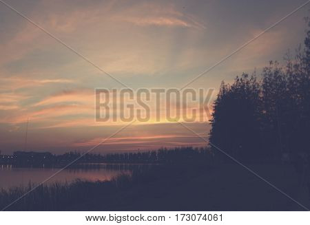 Beautiful Twilight Sunset Evening Landscape