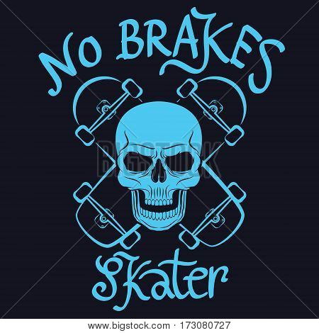 no brakes skater graphic for t-shirt tee design