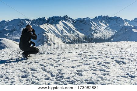 Hiker In Sunglasses Drink Hot Tea.