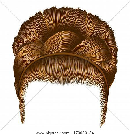 babette of hairs with pigtail blond colors . trendy women fashion 
beauty style . realistic 3D . retro  hairstyle  light redhead .