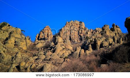 Ghost valley landscape and Demirji mountain Crimea