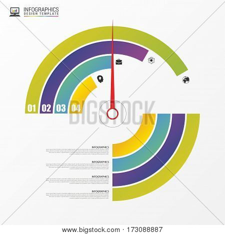 Colorful round percent lines. Indographic design. Vector illustration