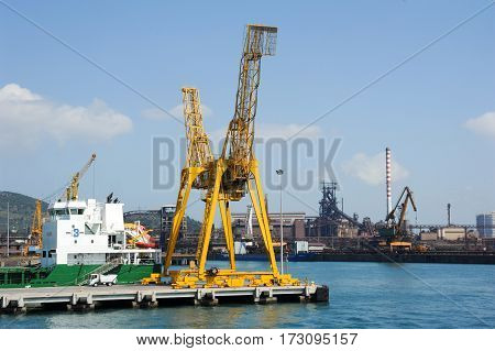 Piombino italy - 10 July 2011: The commercial port of Piombino on Italy