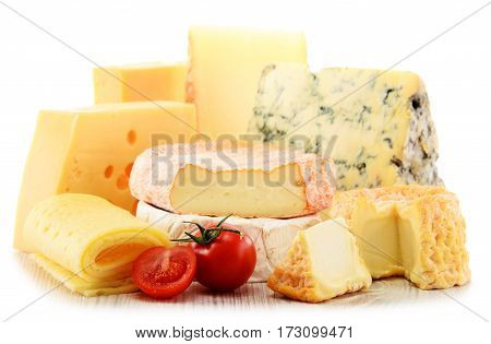 Different Sorts Of Cheese Isolated On White Background