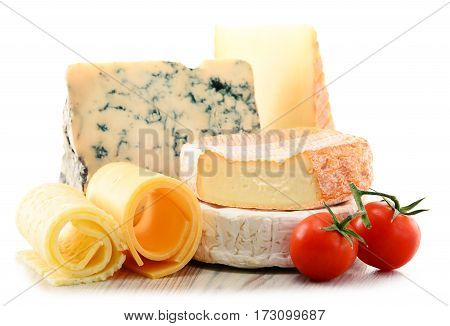 Different Sorts Of Cheese Isolated On White Background