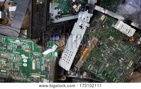electronic circuits garbage as background from recycle industry